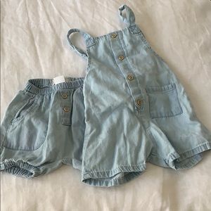 Zara 1-3m denim romper and shorts